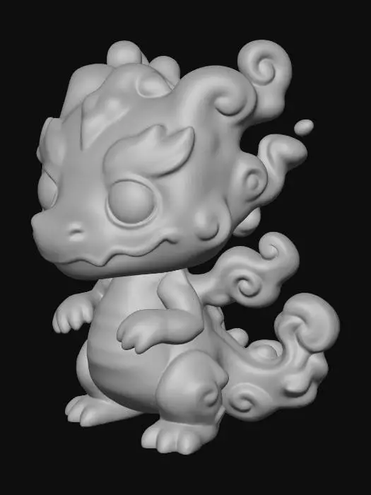 3D model for Smok w stylu chibi fanko pop, na białym tle