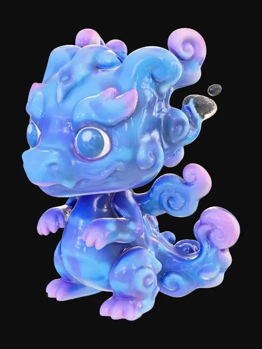 3D model for Smok w stylu chibi fanko pop, na białym tle