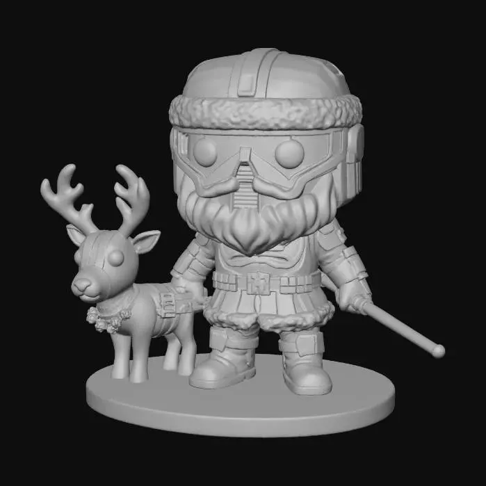 3D model for Santa Warrior and Glowing Reindeer