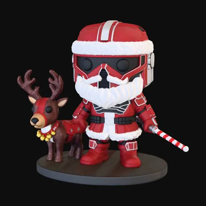 3D model for Santa Warrior and Glowing Reindeer