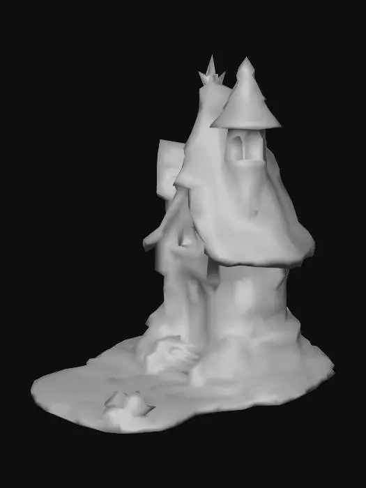 3D model for Low poly , medival wizard house, cel shaded