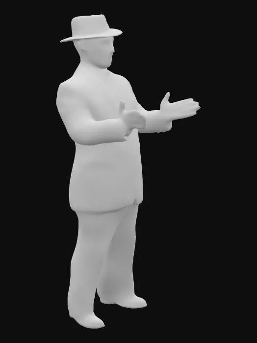 3D model for American film noir thriller film style, 1950s aesthetics, early-1950s urban American clothing, Charles Gordon Howard as Lt. Farris