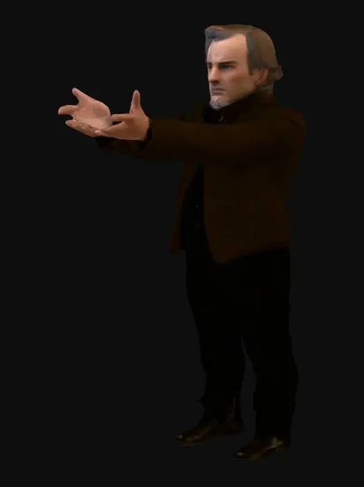 3D model for American film noir thriller film style, 1950s aesthetics, casual early-1950s urban American clothing, Michael Tellering as Ernst Haltmann