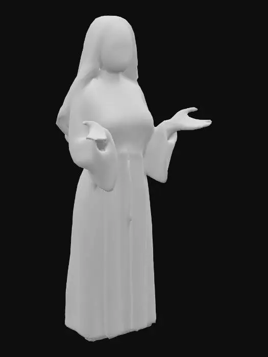 3D model for historical psychological horror-drama film style, 17th century aesthetics, 17th century European fashion, Judith Paris as Sister Agnes