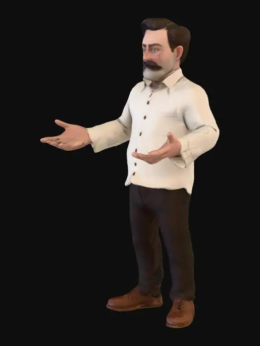 3D model for British silent drama film style, 1910s aesthetics, mid-1910s suburban British fashion, Charles Carter as Rupert Stanger / Dyke