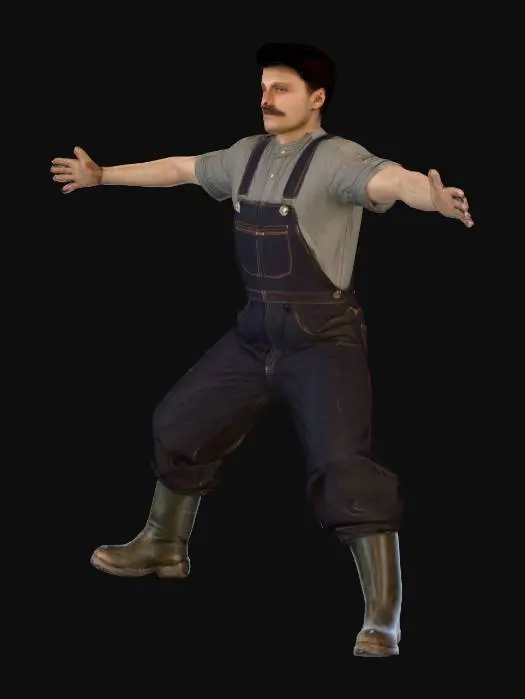 3D model for Soviet propaganda film style, 1920s aesthetics, late-1920s rural soviet fashion, Konstantin Vasilyev as tractor driver