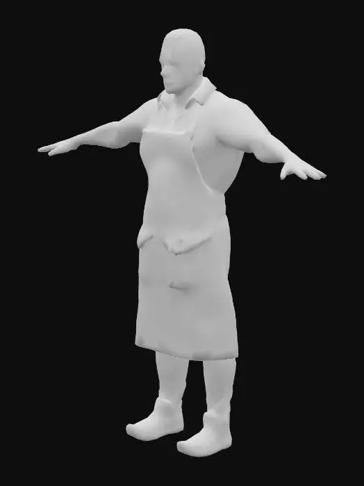 3D model for Soviet propaganda film style, 1920s aesthetics, late-1920s urban soviet fashion, Chukamaryev as butcher