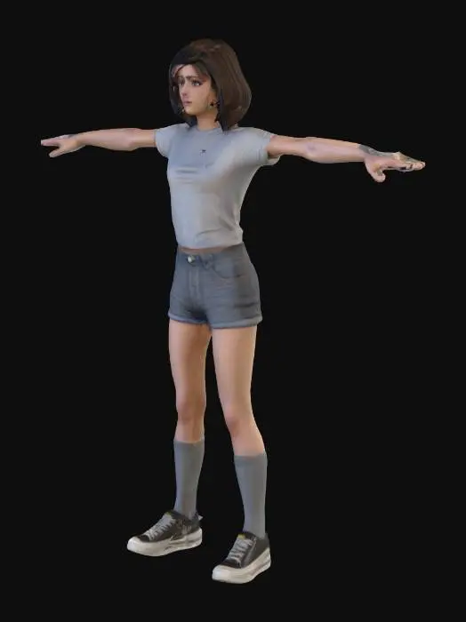 3D model for Argentine teen drama film style, new millennium aesthetics, casual mid-2000s suburban Argentine street culture clothing, Majo Chicar as Camila