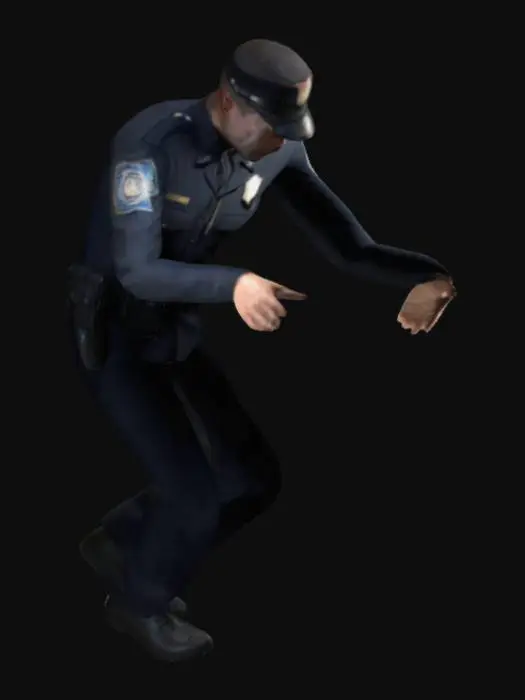 3D model for male cop, no weapon , symmtery , T pose , game asset