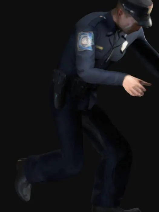 3D model for male cop, no weapon , symmtery , T pose , game asset