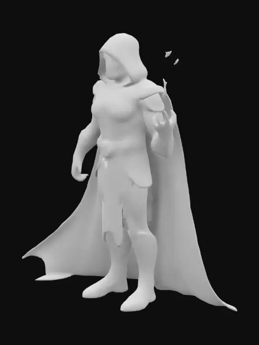 3D model for Doctor Doom in his iconic green cloak and metallic armor, standing tall and imposing. His eyes glow with sinister energy as he raises a gauntleted hand, channeling arcane power. Emphasize his intricate armor details, flowing cloak, and glowing magical effects, showcasing a blend of mysticism and advanced technology. No background elements, just the focus on Doctor Doom