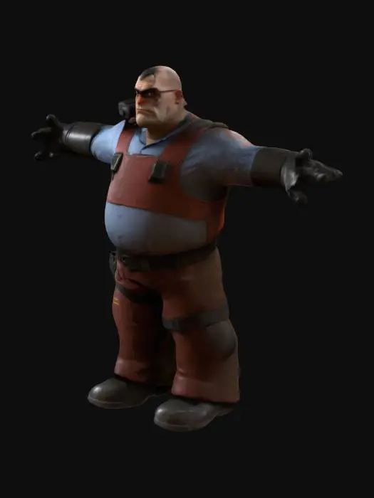 3D model for create the Team Fortress 2 Heavy, in a realistic humanoid look, and have the model t pose
