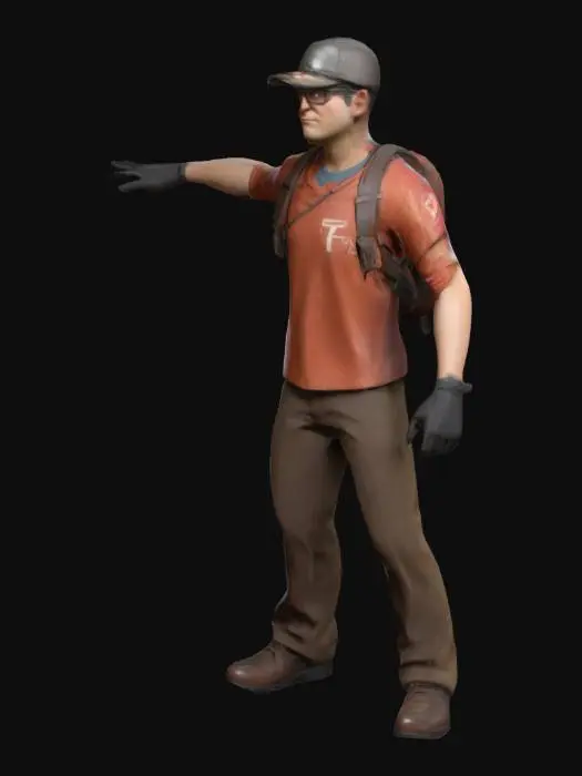 3D model for create the team fortress 2 scout in a realistic humanoid look, and have the model t pose