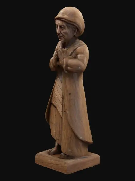 3D model for Unreal engineer quality PBR texture, complex details for OctaneRender. A wooden statue .should have a precise geometric structure with sharp edges and well-defined vertices.