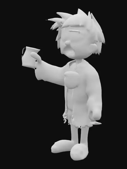 3D model for Beggar Cartoon Character