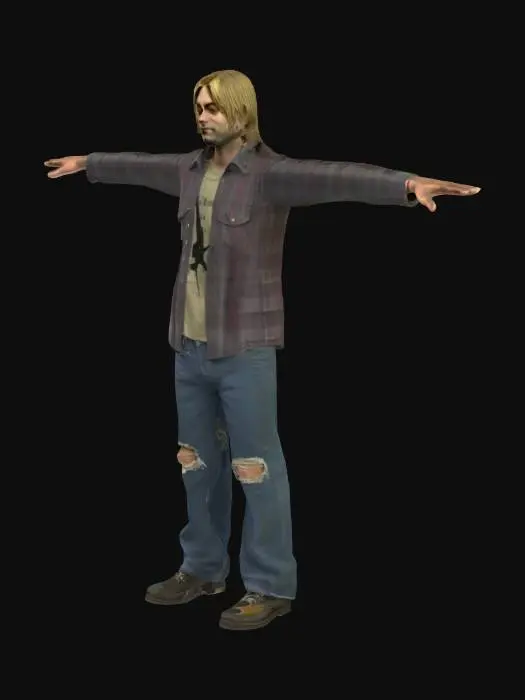 3D model for Kurt Cobain t-pose. no guitar in hands
