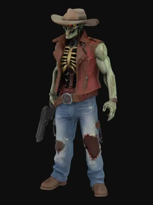 3D model for generate a zombie cowboy terminator