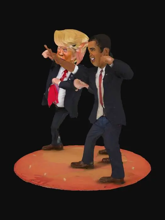 3D model for generate a epic fight scene with Donald trump, joe biden, and Barack Obama