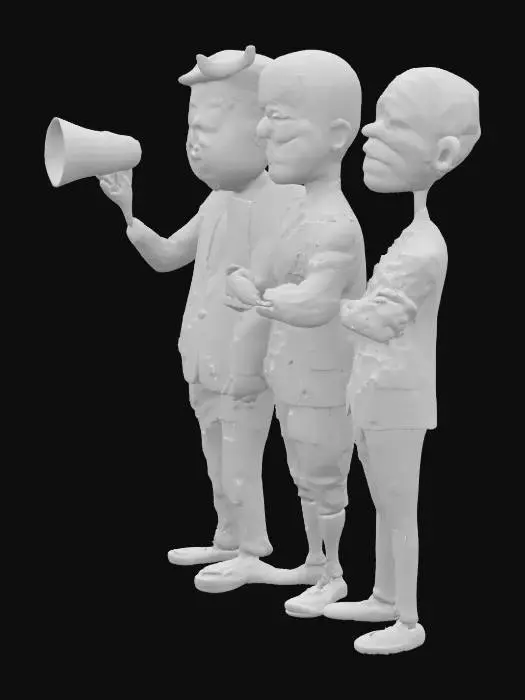 3D model for generate Donald trump, Joe biden, and Barack Obama in the middle of ww3