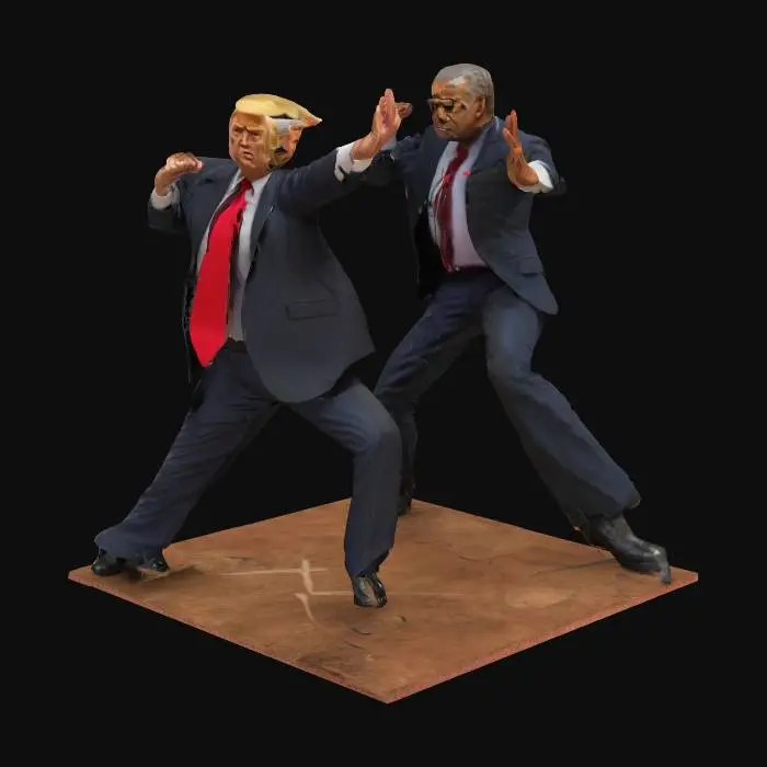 3D model for generate a epic fight scene with Donald trump, joe biden, and Barack Obama