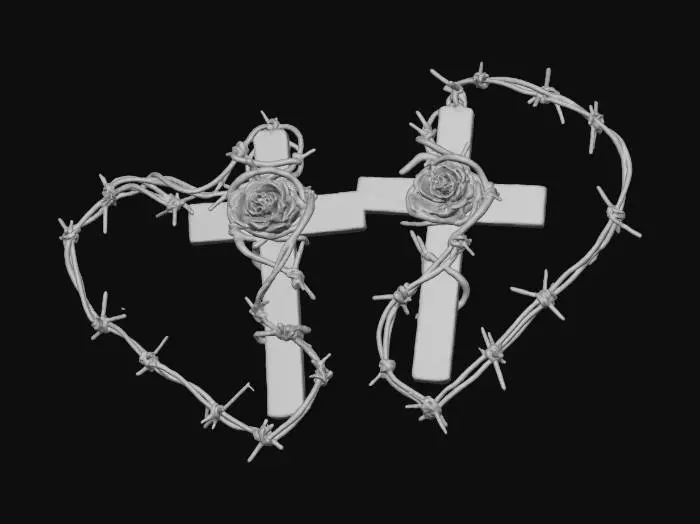 3D model for Barbed Hearts and Crosses