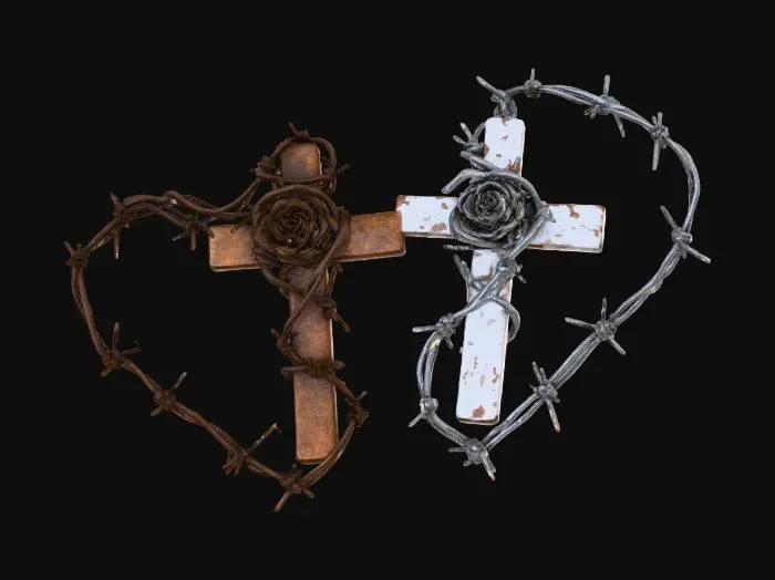 3D model for Barbed Hearts and Crosses