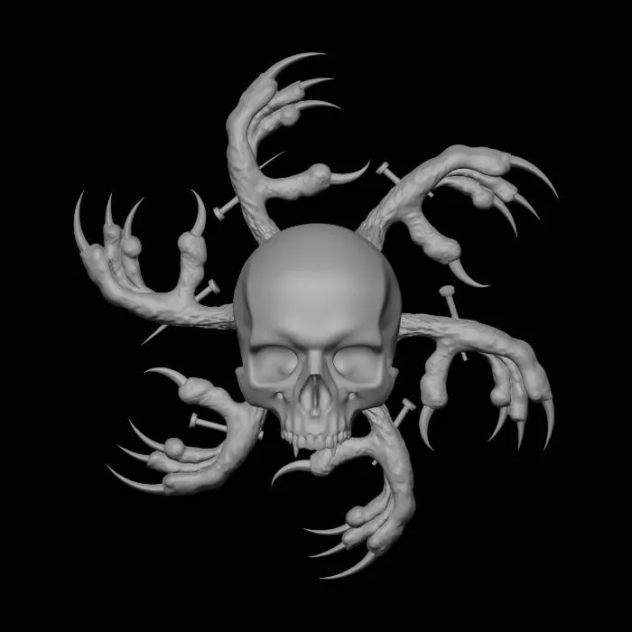 3D model for Chrome Skull with Tentacled Arms