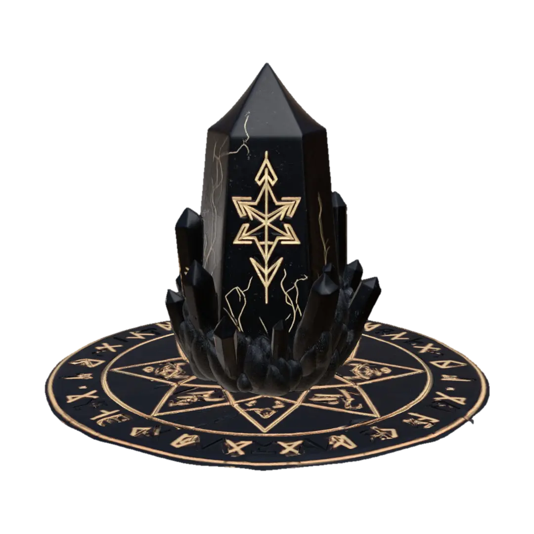 Obsidian Rune Prism 3D model, vytvořený pomocí AI