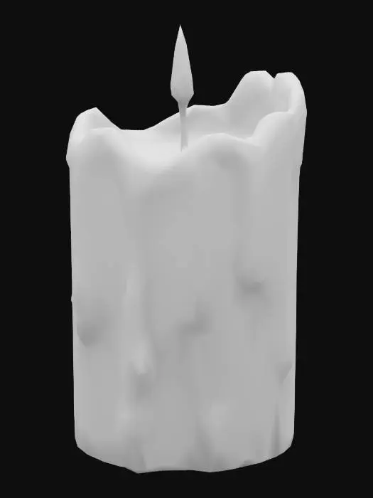 3D model for A white colored candle, high quality, high resolution, high detail, ultra realistic, unlit, melting
