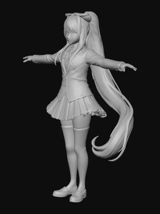 3D model for Anime Schoolgirl with Letter
