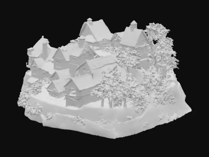 3D model for Un grand village de maison trop belle et végétale en pierre