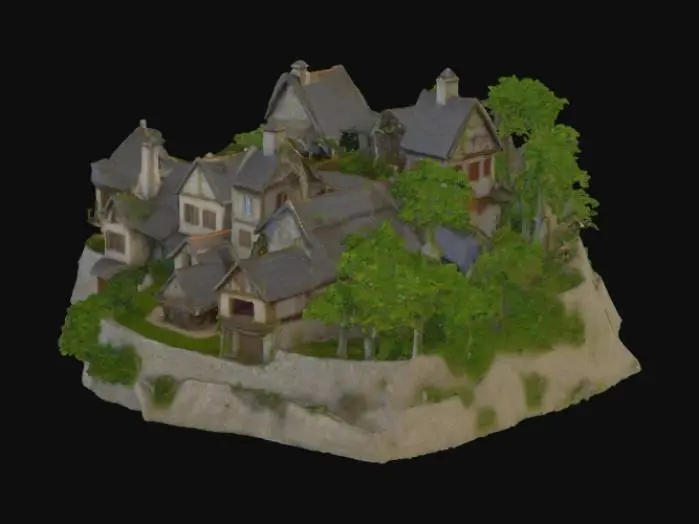 3D model for Un grand village de maison trop belle et végétale en pierre
