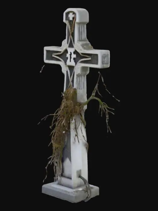3D model for Une croix de Tombe de mort avec végétation morte