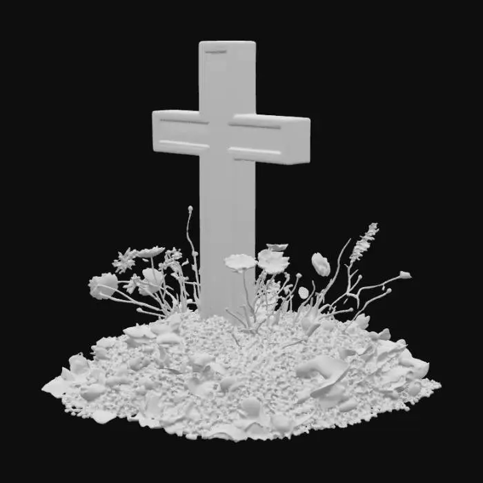 3D model for Une croix de Tombe de mort avec végétation morte