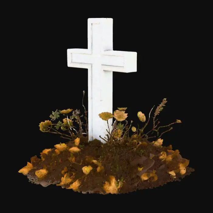 3D model for Une croix de Tombe de mort avec végétation morte