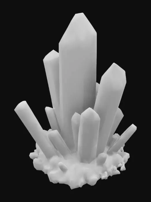 3D model for cristais, azuis um pouco transparentes, brilhando, saindo do chao de uma caverna