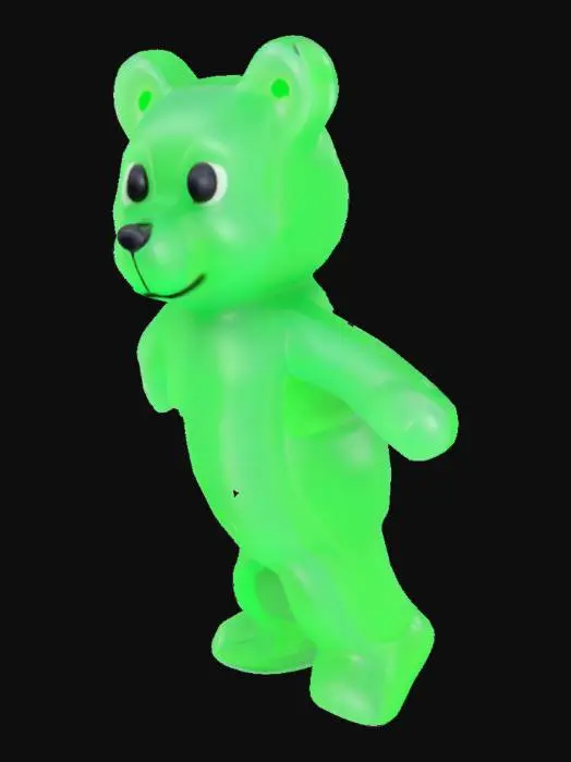 3D model for standing A-pose gummy bear, with arms on side and downwards