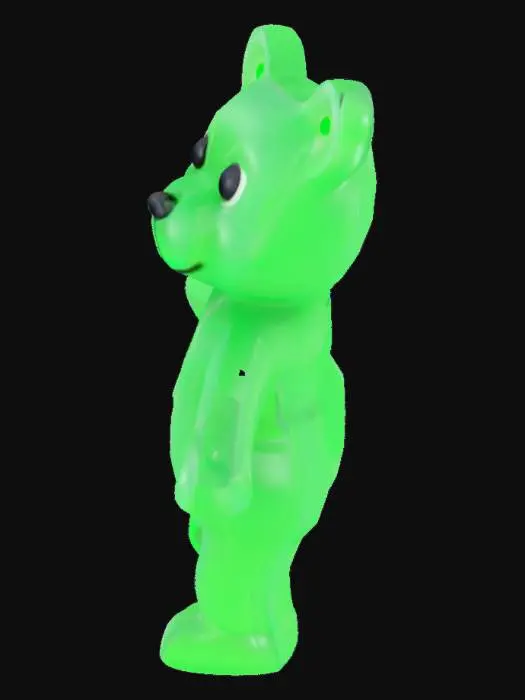 3D model for standing A-pose gummy bear, with arms on side and downwards