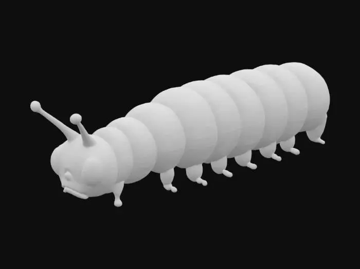 3D model for a  realistic caterpilllar with a rainbow of vibrant  pastel colors 
