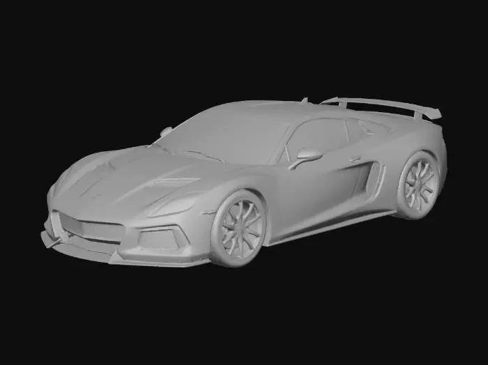 3D model for Blue Sportscar on Wet Street