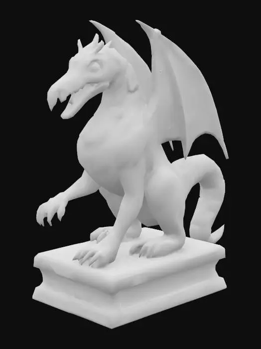 3D model for Obsidian Dragon Statue, #SketchTo3D#
