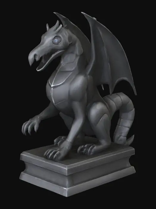3D model for Obsidian Dragon Statue, #SketchTo3D#