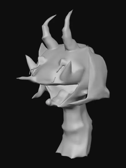 3D model for Infected dragon alien cartoon wide open mouth with hyper realistic eyes with black tears