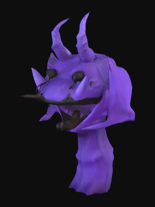 3D model for Infected dragon alien cartoon wide open mouth with hyper realistic eyes with black tears