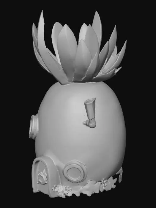 3D model for Pineapple House with flowers