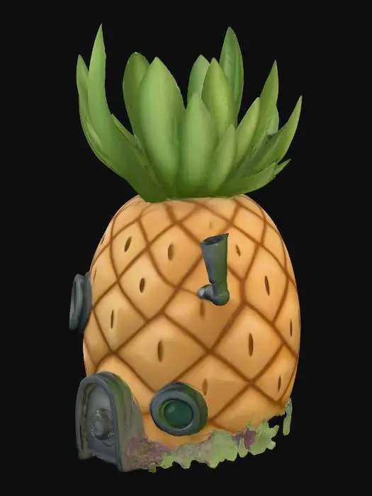 3D model for Pineapple House with flowers