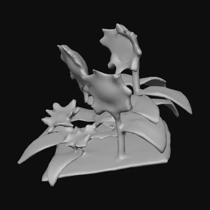 3D model for Cartoony Blue Flowers on dirt square