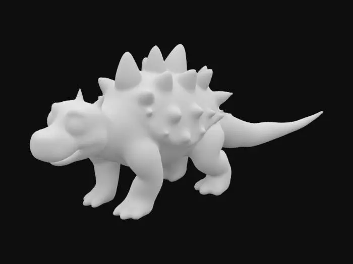 3D model for An Orange Cartoon style Ankylosaurus with blue armour spikes.