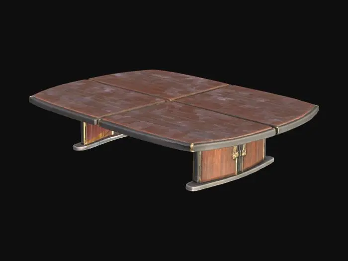 3D model for Simple Art Deco Geometric design Conference Table in wood with black and gold detailing.