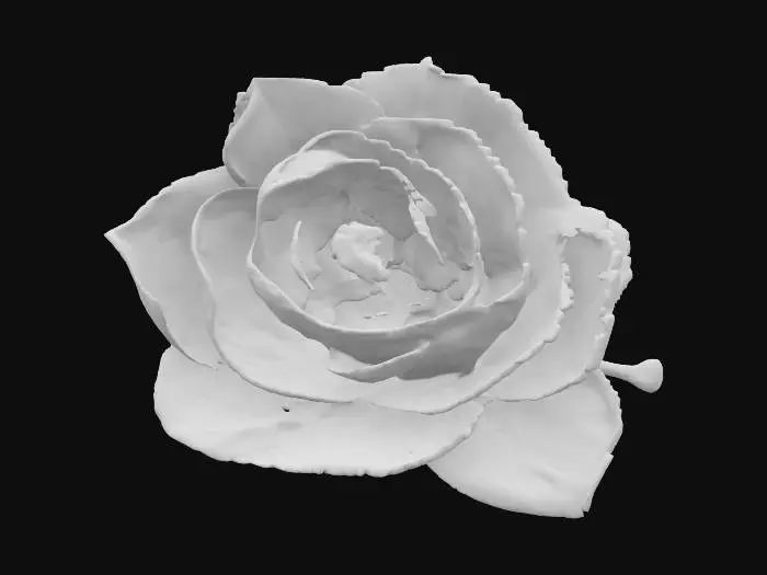3D model for White fabric flower boutonnière with green stem.